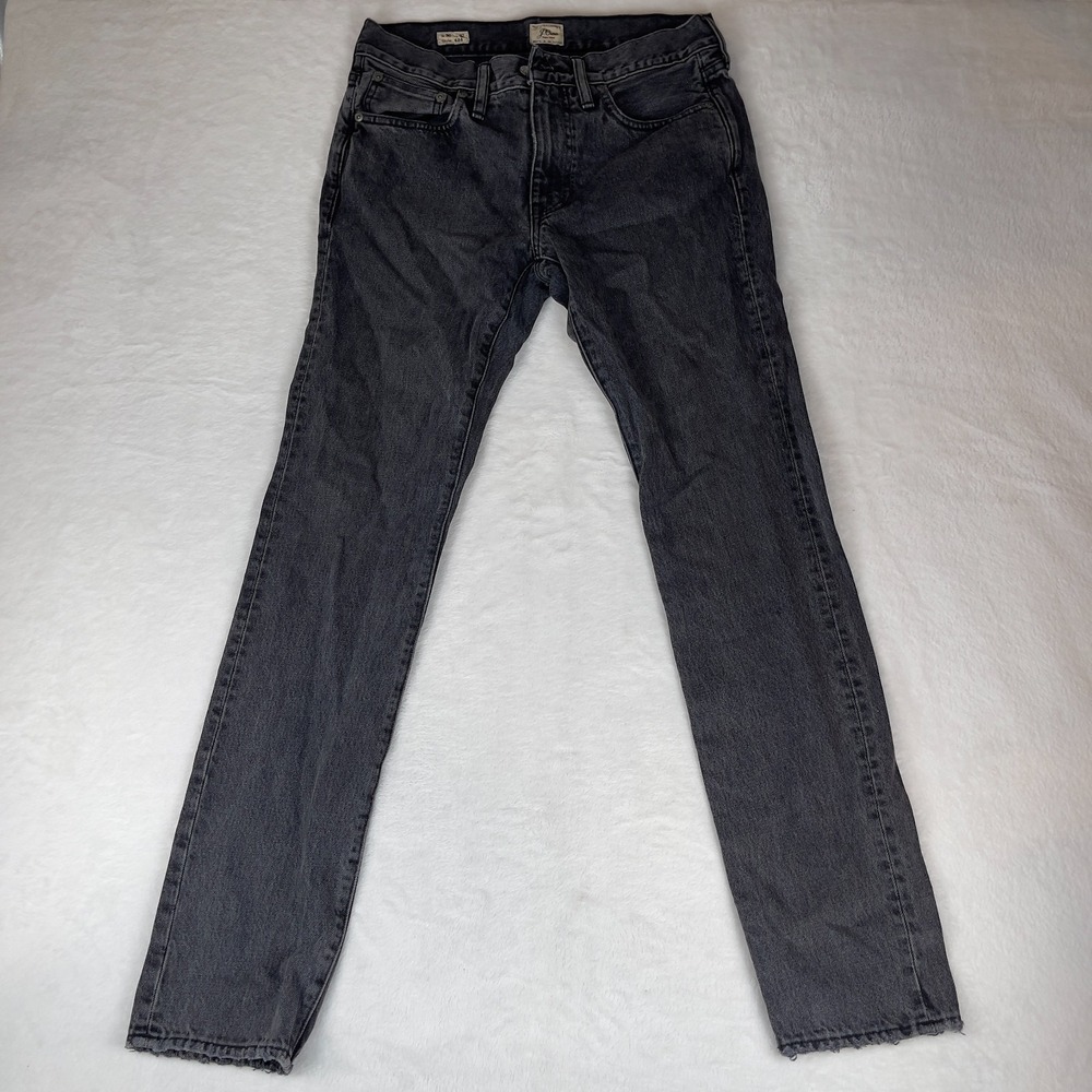 J.CREW 484 Jeans Mens 30x32 Gray Denim Regular Fit Stone Wash Stretch Frayed Hem